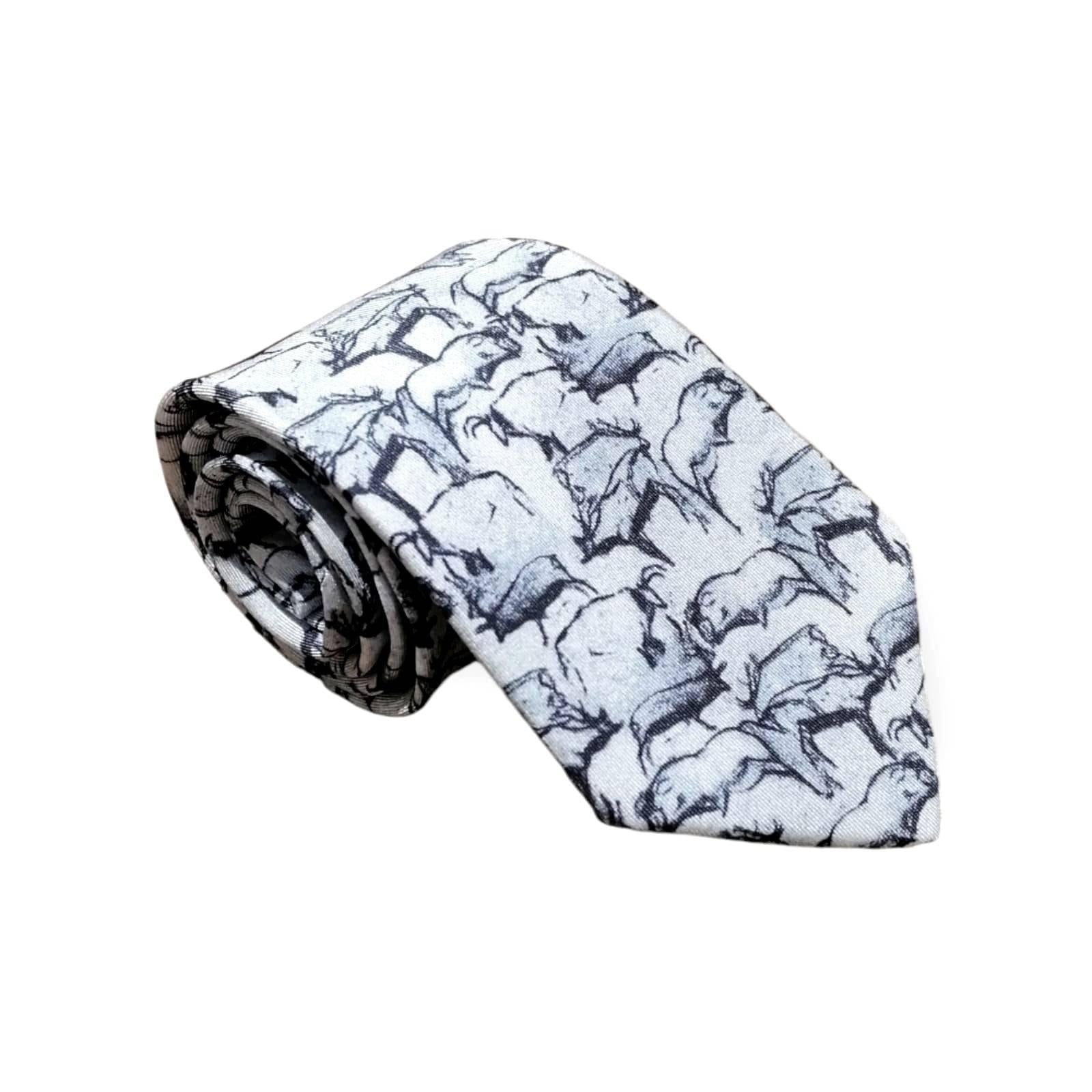cravates-imprimees-grotte-chauvet-gris
