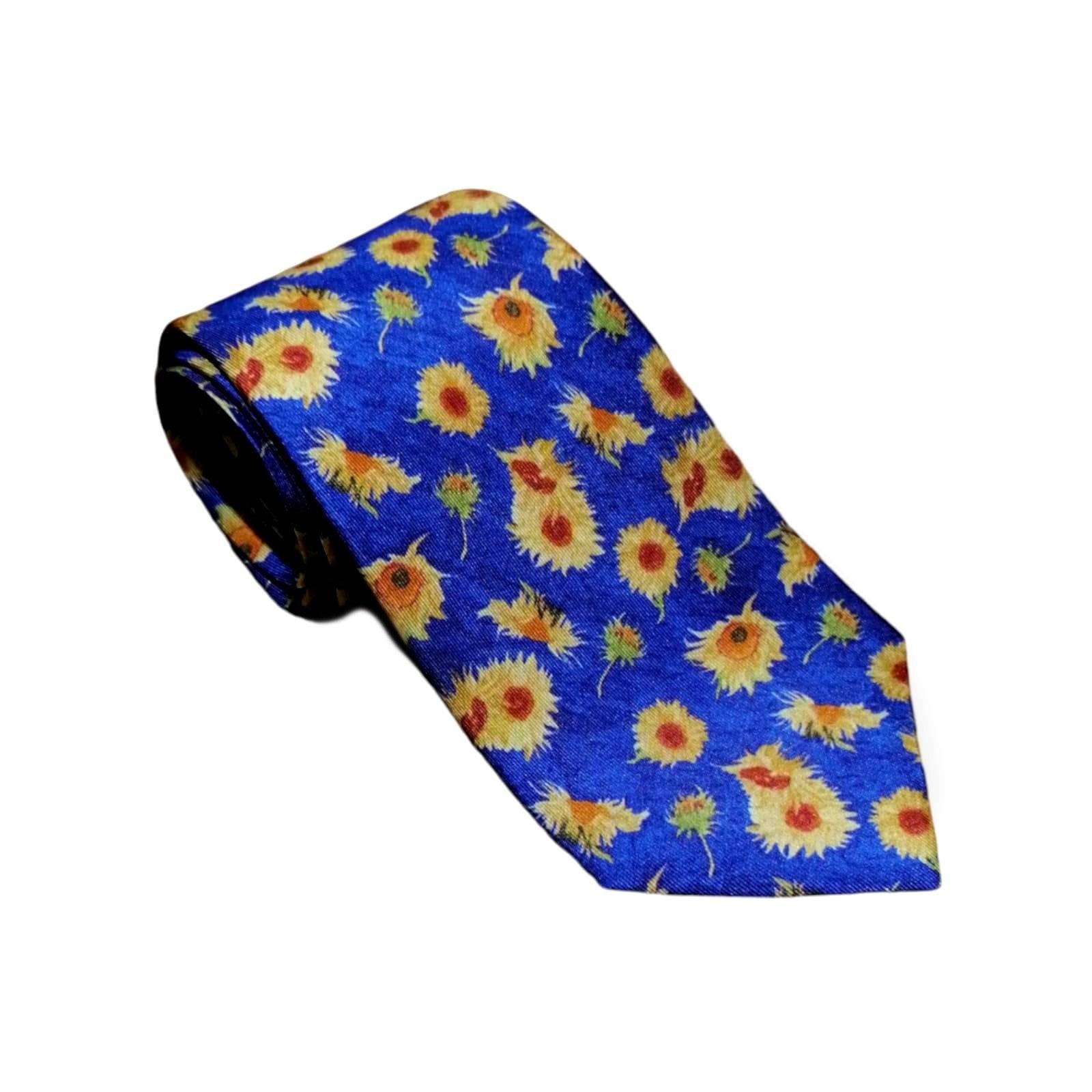 cravates-imprimees-van-gogh-les-tournesols-bleu
