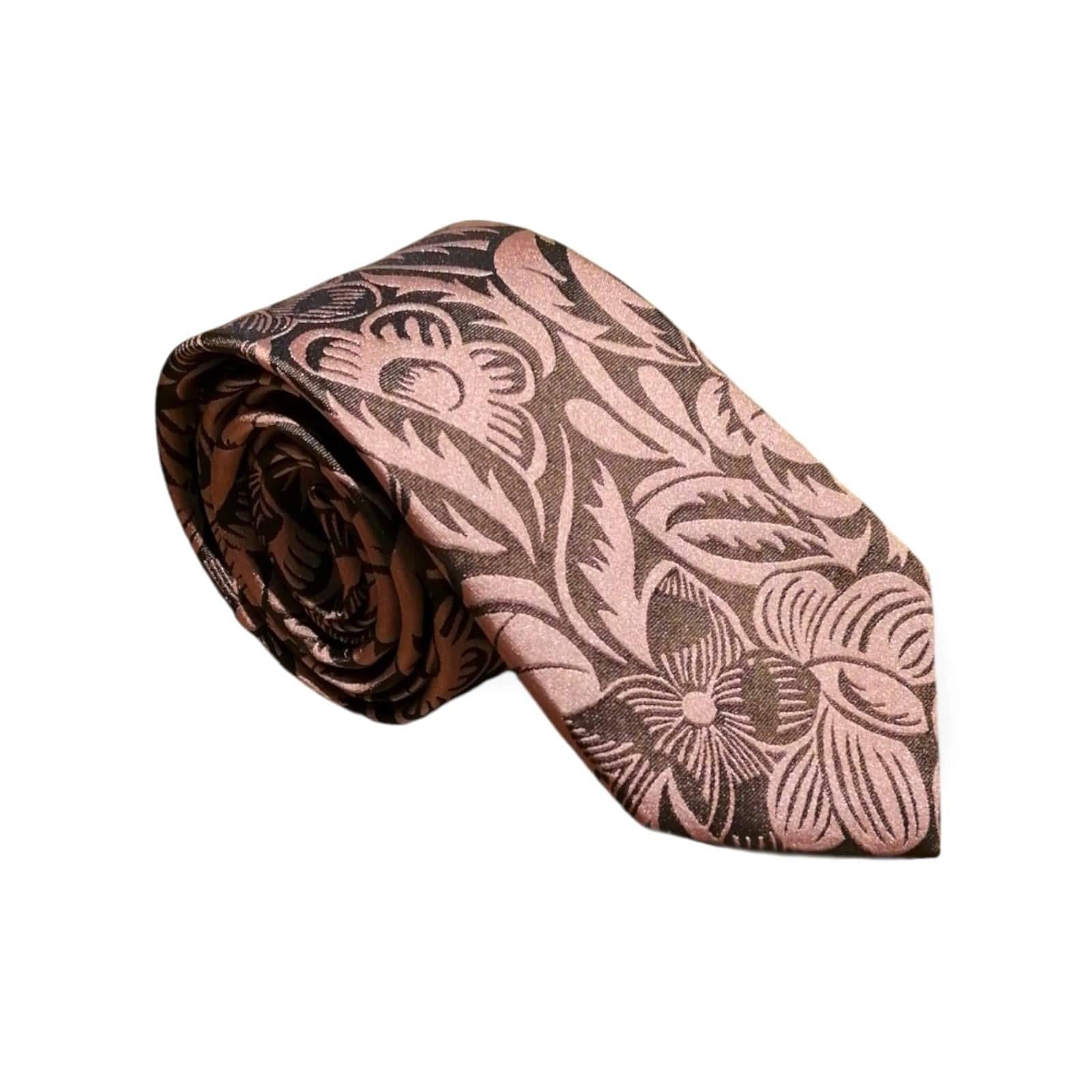 cravates-tissees-jacquard-dufy-grosses-fleurs-marron