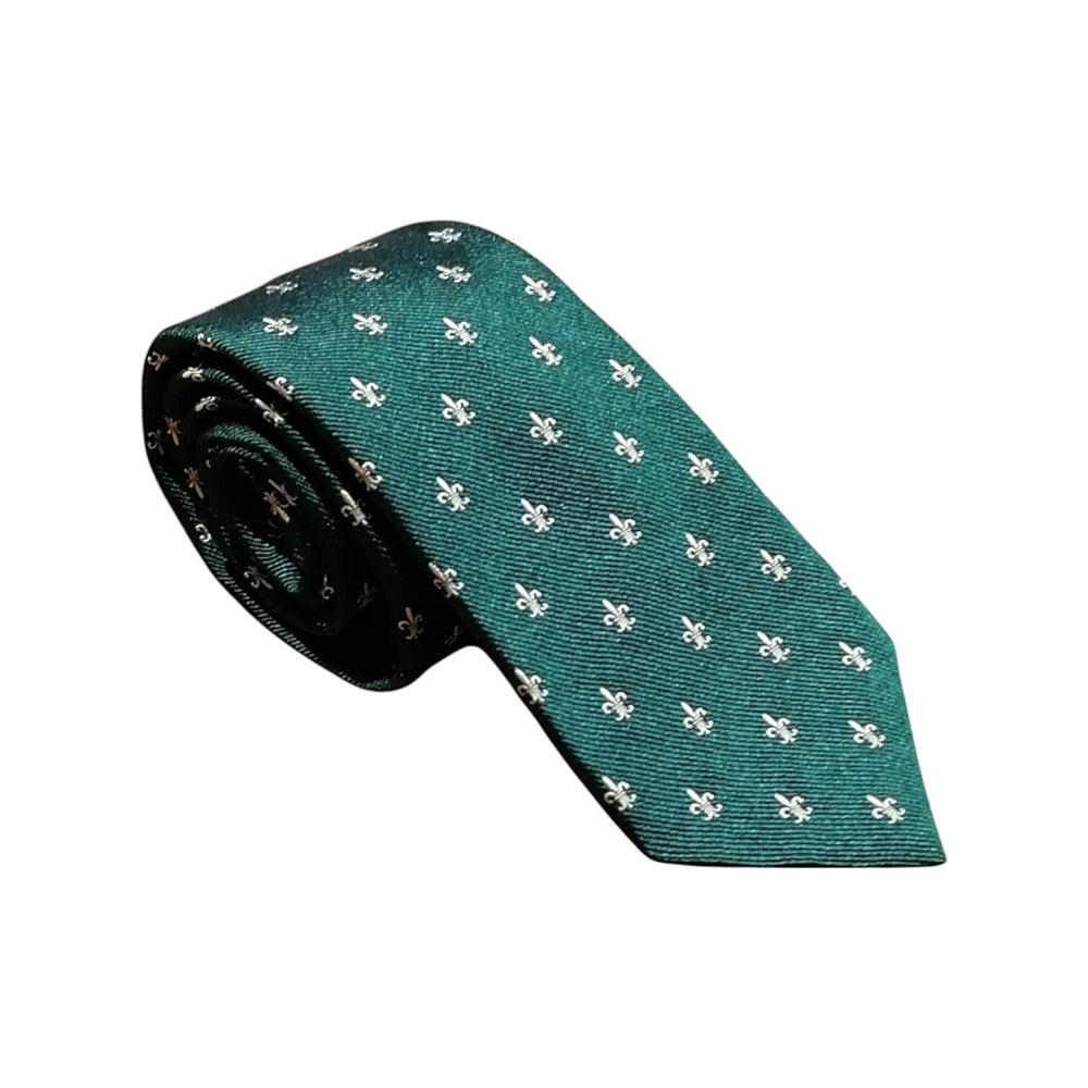 cravates-tissees-jacquard-fleur-de-lys-vert