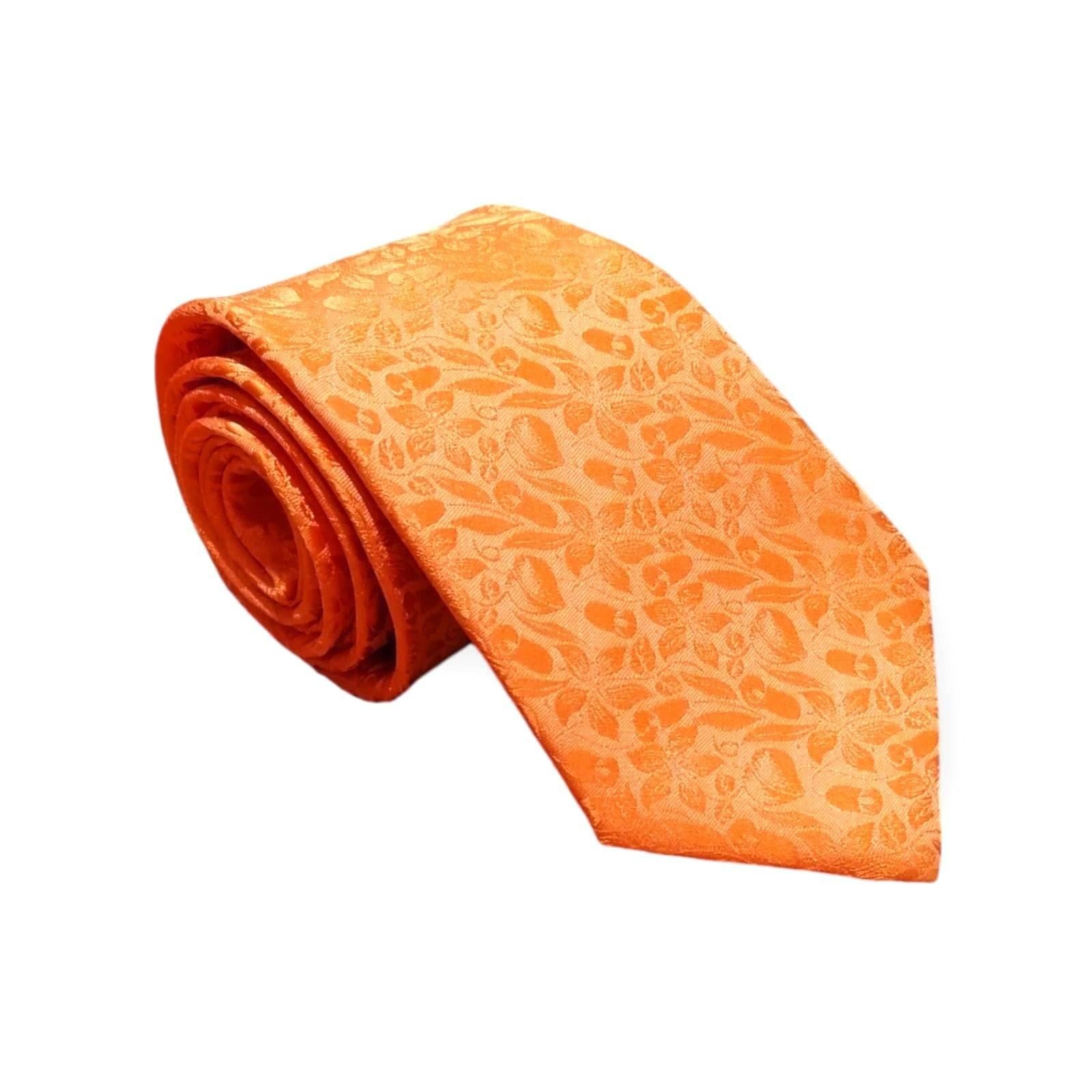 cravates-tissees-jacquard-unie-dufy-cornets-orange