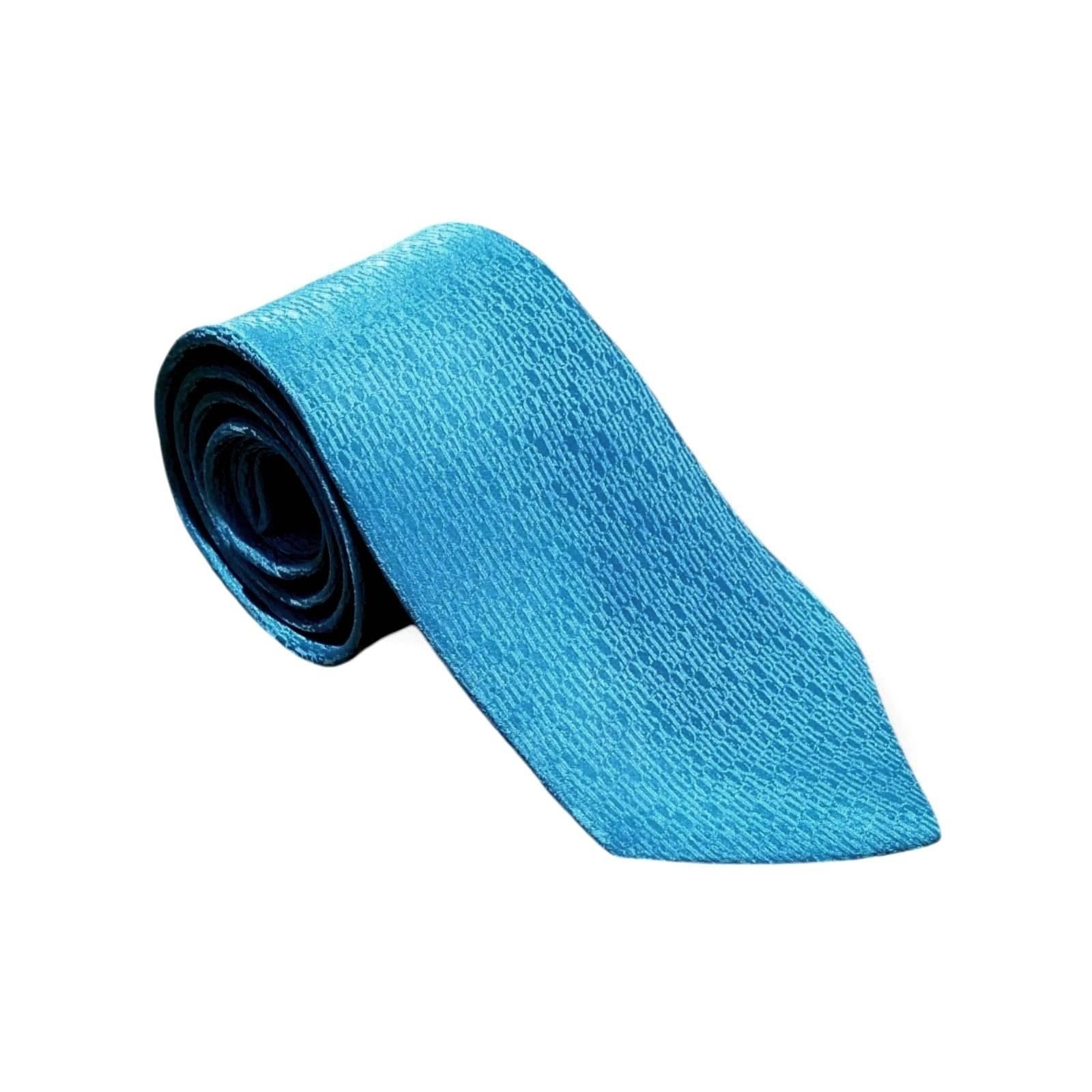cravates-tissees-jacquard-unie-initiales-turquoise