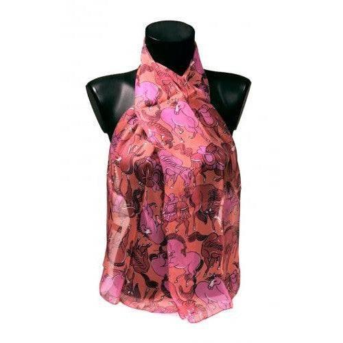 echarpes-longues-140cm-dufy-chevaux-rose