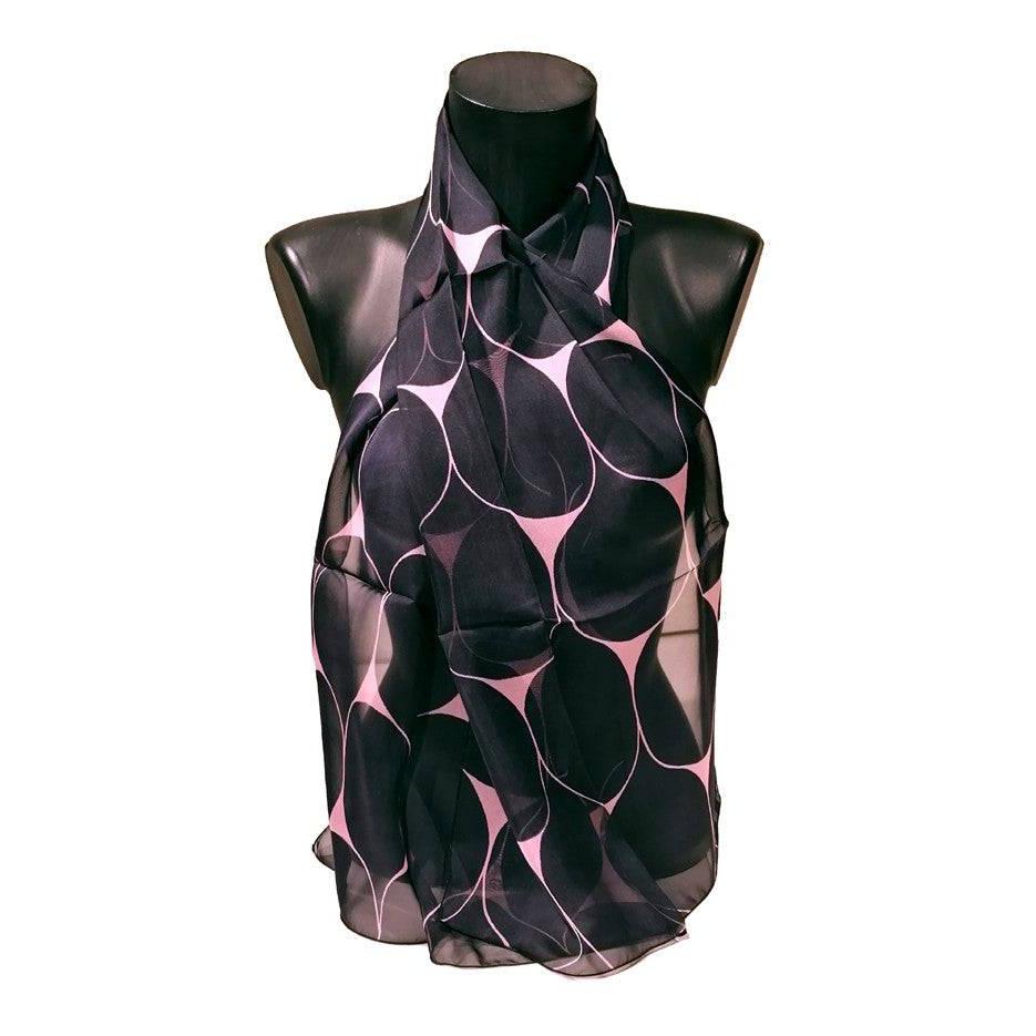 echarpes-longues-140cm-dufy-ecailles-noir-rose