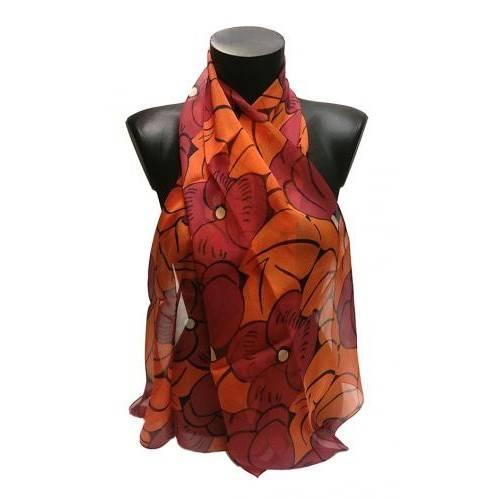 echarpes-longues-140cm-dufy-grosses-fleurs-orange