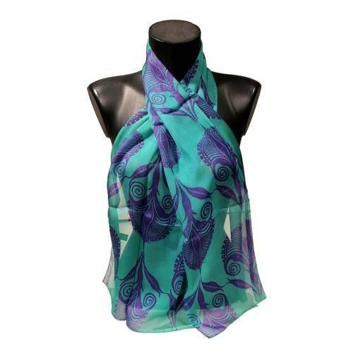 echarpes-longues-140cm-fortuny-fleurs-exotiques-vert