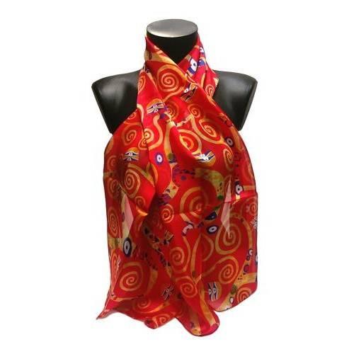 echarpes-longues-140cm-klimt-arbre-de-vie-rouge