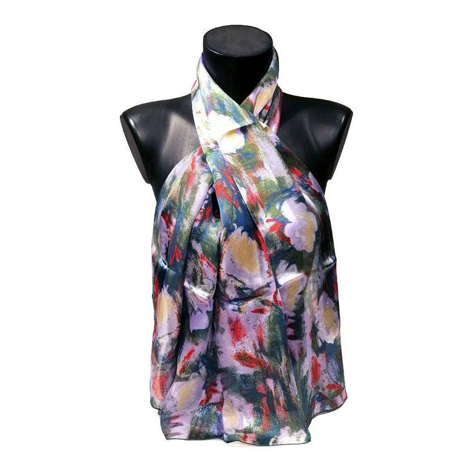 echarpes-longues-140cm-monet-nympheas-rose