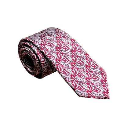 cravates-tissees-jacquard-dufy-feuilles-et-vagues-rouge