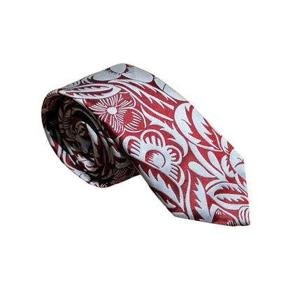 cravates-tissees-jacquard-dufy-grosses-fleurs-rouge