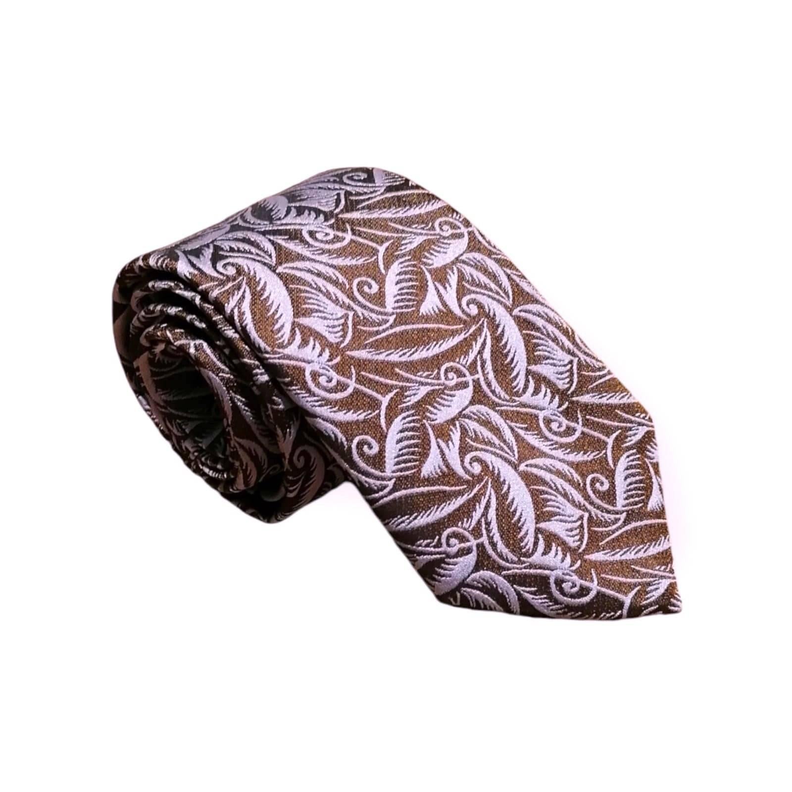 cravates-tissees-jacquard-dufy-tulipes-et-feuilles-marron-rose