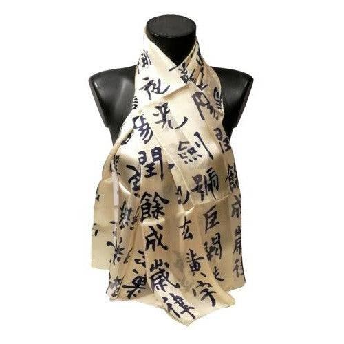 echarpes-longues-140cm-calligraphie-chinoise-ivoire
