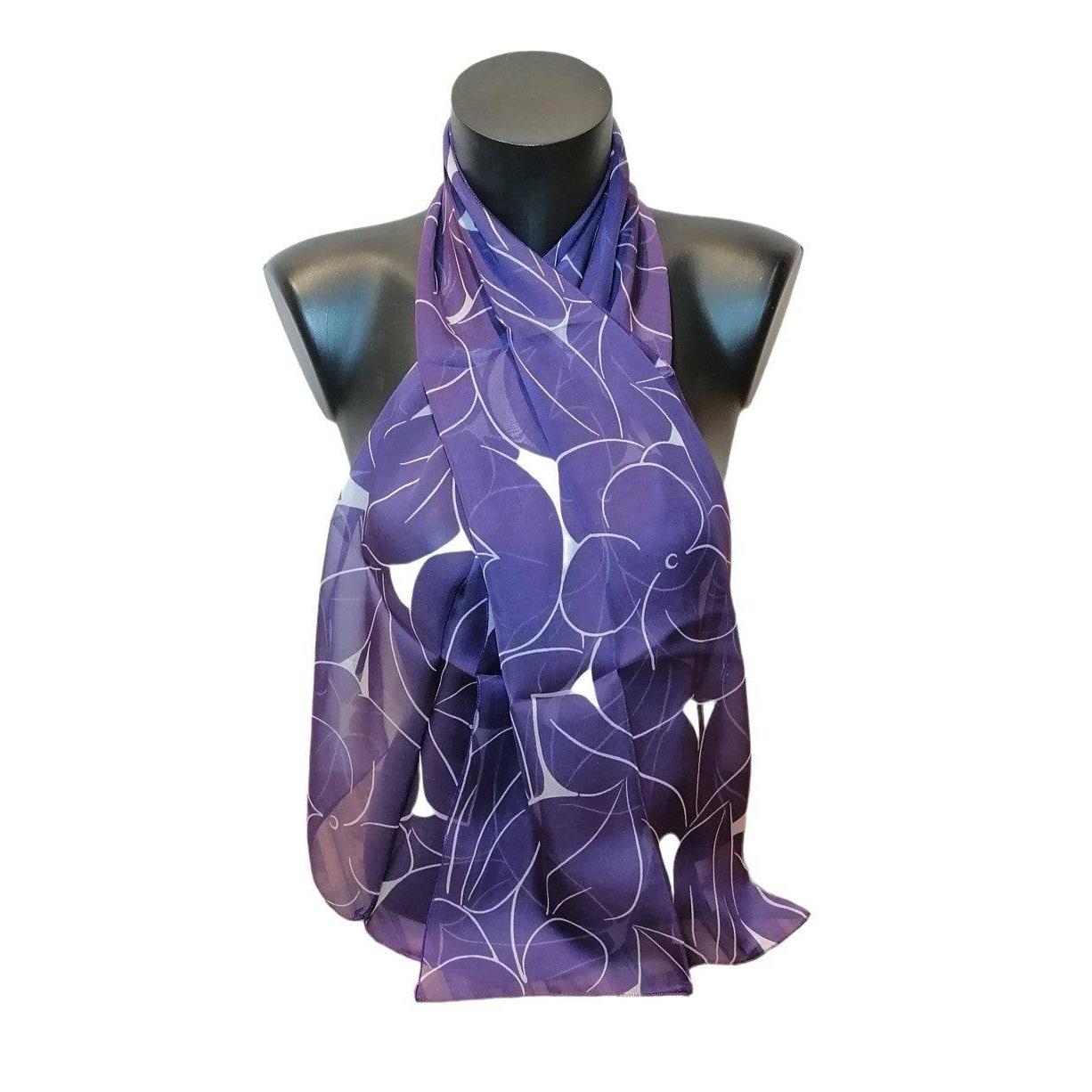 echarpes-longues-140cm-dufy-fleurs-monochromes-violet-fonce